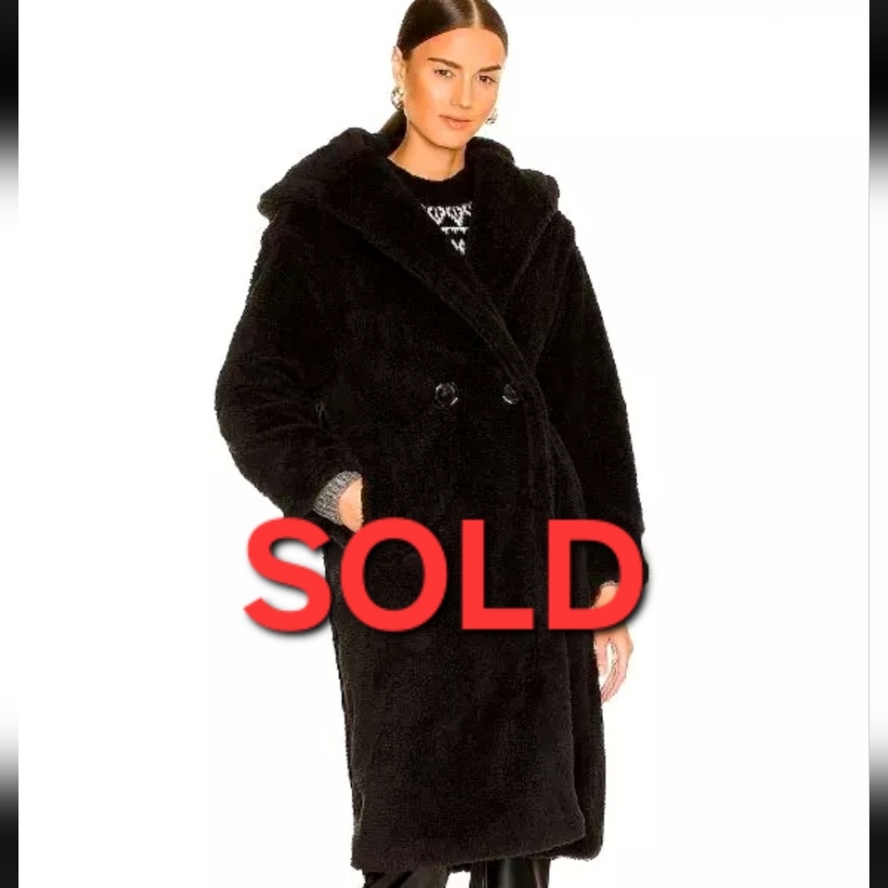 ****SOLD****Apparis Mia Black Teddy Coat-Retail $400 EUC Med-zara-revolve-mango